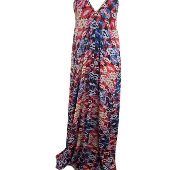 Vibrant Blu Moon Maxi Beach Boho Spaghetti strap Loose Geometric Size S - Picture 1 of 3
